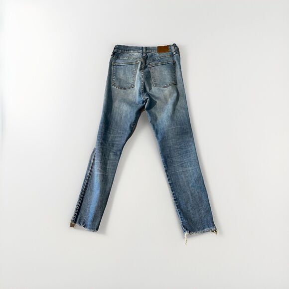 Madewell Skinny Skinny Womens Jeans Size 29 Distressed Medium Blue Wash Raw Hem - Picture 2 of 6